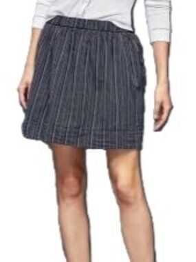 GAP Linen Nautical Navy Blue White Gray Stripes Lined Mini Skirt Womens Medium